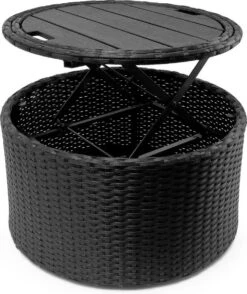 Casaria Polyrattan Zonne-Eiland Ø185cm – Incl. Kussens - Zwart Crème -Camping Series Winkel 1009x1200