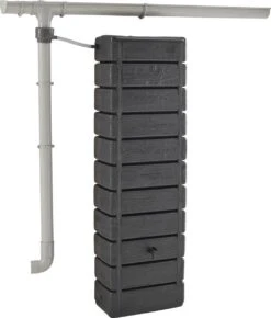 Regenton Muurtank, Grandval 300L, Antraciet Kunststof, Imitatiehout, Met Gootaansluitset Inbegrepen -Camping Series Winkel 1023x1200