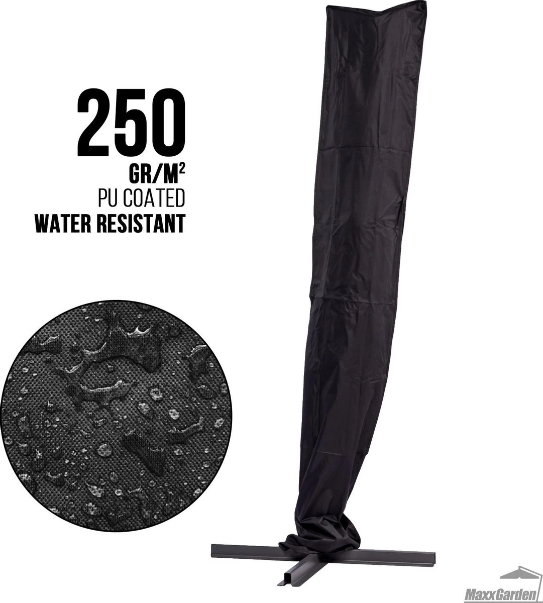 MaxxGarden Parasolhoes - Afdekhoes Voor Zweefparasol - Beschermhoes - 200-400 Cm - Met Rits En Trekkoord - Zwart 7 MaxxGarden Parasolhoes - Afdekhoes Voor Zweefparasol - Beschermhoes - 200-400 Cm - Met Rits En Trekkoord - Zwart - Afbeelding 5