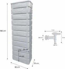 Regenton Muurtank, Grandval 300L, Antraciet Kunststof, Imitatiehout, Met Gootaansluitset Inbegrepen -Camping Series Winkel 1122x1200