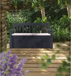 Keter Eden Garden Bench Opbergbank - 265L - 140x60x84cm - Zwart/Grijs -Camping Series Winkel 1132x1200