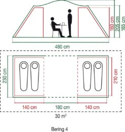 Coleman Bering 4 Vis-a-Vis Tent - Familietent - 4-Persoons - Groen -Camping Series Winkel 1136x1200