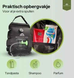 Needventure Solar Douche - Camping Douchezak - Buiten Douche - Tuindouche - Inclusief Thermometer - Waterzak Met Douchekop - 20L - Zwart -Camping Series Winkel 1140x1200 2