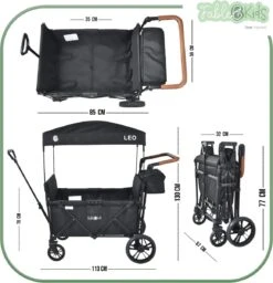 FableKids LEO X4Lite Opvouwbare Handkar Met Dak Onyx Zwart -Camping Series Winkel 1159x1200 2
