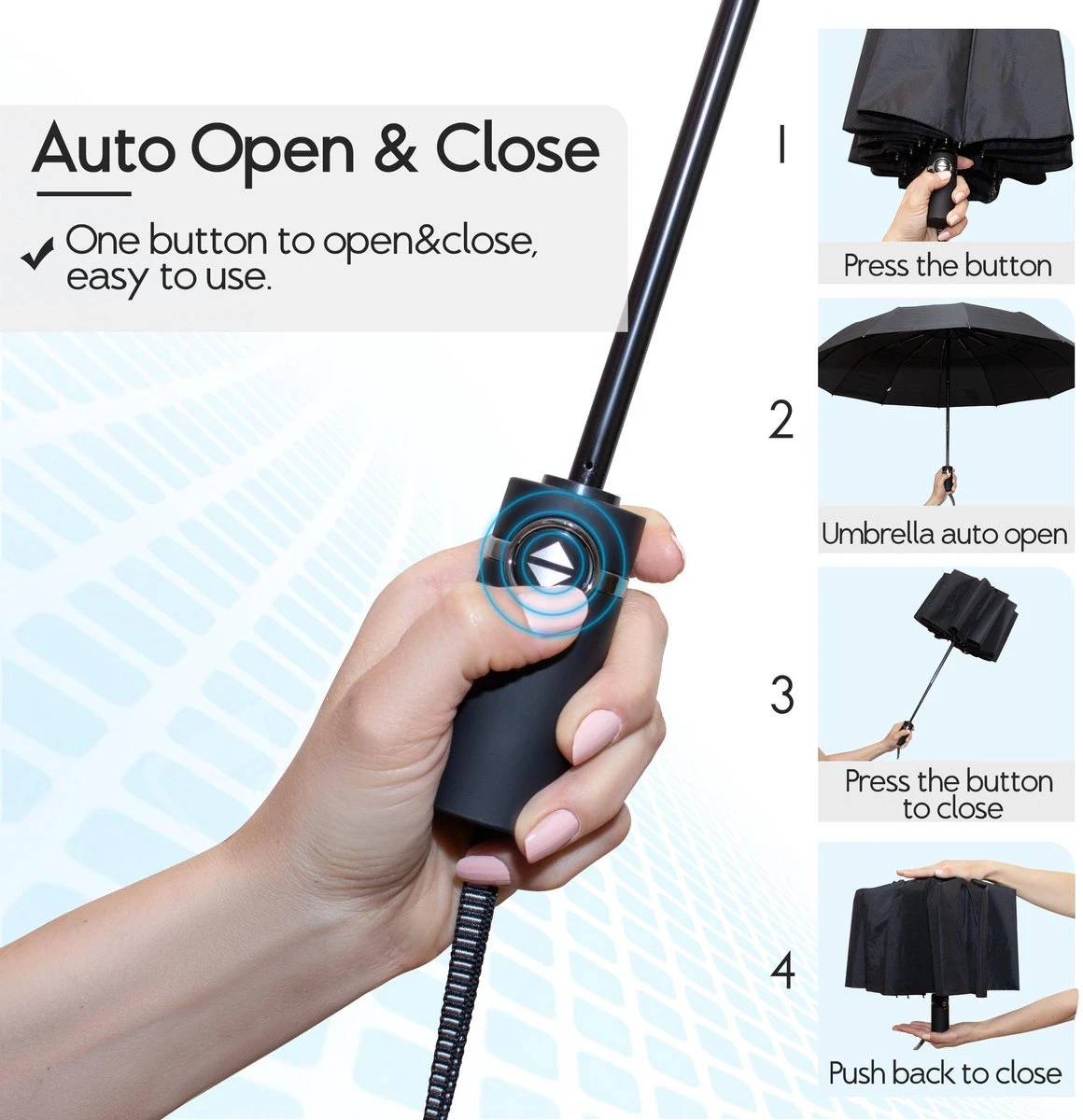 Beefree Automatische MONSTER Stormparaplu Met 16 Panelen Ø 104 Cm - Zwart 7 Beefree Automatische MONSTER Stormparaplu Met 16 Panelen Ø 104 Cm - Zwart - Afbeelding 5