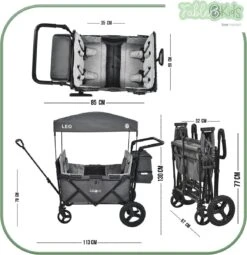 FableKids LEO X4Plus Opvouwbare Wagen Met Dak Fossil Grey -Camping Series Winkel 1161x1200