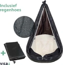 Vita5 Macramé Hangstoel - Voor Binnen En Buiten - Zonder Standaard - Incl. Kussen, Boekenvak En Beschermhoes - Tot 150kg - Beige -Camping Series Winkel 1171x1200