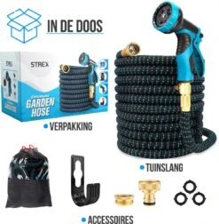 Strex Flexibele Tuinslang 15M Met Sproeikop - Uitrekbaar - Incl. Koppelingen, Ophanghaak & Opbergzak -Camping Series Winkel 1176x1200 5