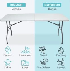 LifeGoods Klaptafel - Inklapbaar - 70x180cm - Verstelbare Vouwtafel - Weerbestendig - Wit -Camping Series Winkel 1193x1200 3