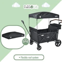 FableKids LEO X4Lite Opvouwbare Handkar Met Dak Onyx Zwart -Camping Series Winkel 1194x1200 2