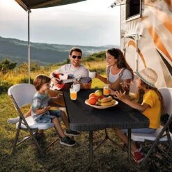 Lenx Klaptafel - Inklapbare Tafel - Opvouwbare Tuintafel - Vouwtafel - Inclusief Handvat En 2 Tafelkleden - 180x75x74cm - 6 Tot 8 Personen -Camping Series Winkel 1199x1200 2