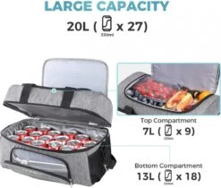 Lifewit 20L Koeltas | 20 Liter | Opvouwbaar | Koelbox-Koeltas | Isolatietas/ Picknicktas Voor Levensmiddelen / Grijs -Camping Series Winkel 1200x1018