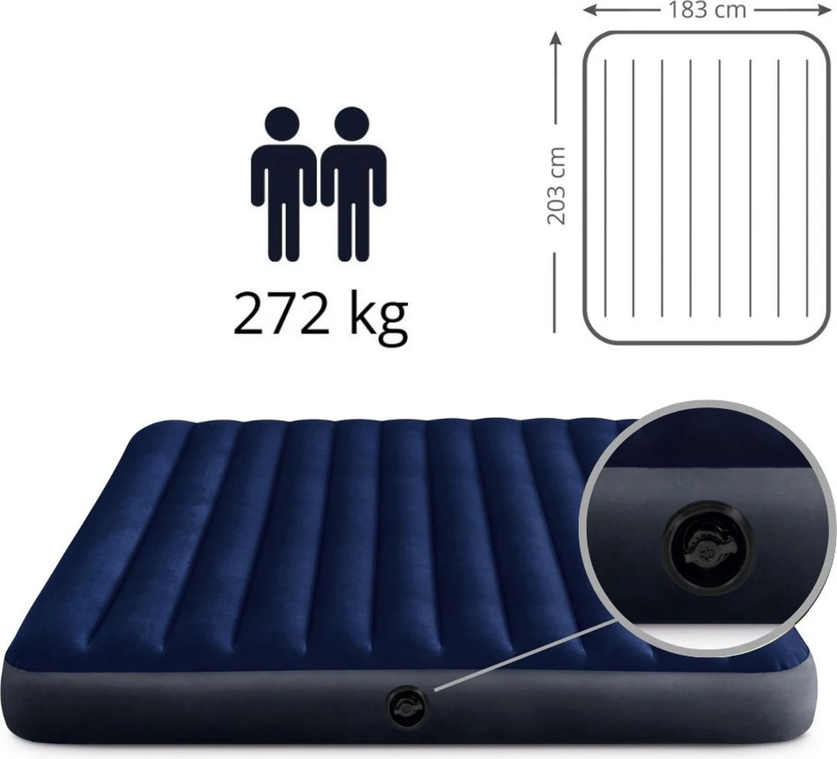Intex Luchtbedset Intex Luchtbed - 2-Persoons - 183 X 203 X 25 Cm - Blauw + Intex Elektrische Pomp - 650 Liter/min + Hoeslaken Wit + Reparatieset 6 Intex Luchtbedset Intex Luchtbed - 2-Persoons - 183 X 203 X 25 Cm - Blauw + Intex Elektrische Pomp - 650 Liter/min + Hoeslaken Wit + Reparatieset - Afbeelding 4