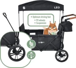 FableKids LEO X4Lite Opvouwbare Handkar Met Dak Onyx Zwart -Camping Series Winkel 1200x1089 2