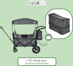 FableKids LEO X4Plus Opvouwbare Wagen Met Dak Fossil Grey -Camping Series Winkel 1200x1089