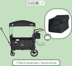 FableKids LEO X4Lite Opvouwbare Handkar Met Dak Onyx Zwart -Camping Series Winkel 1200x1096