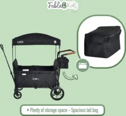 FableKids LEO X2 Lite Opvouwbare Handkar Met Dak Onyx Zwart -Camping Series Winkel 1200x1109 1
