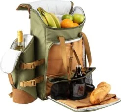 Cabinmax Koeltas - Koelrugzak - Picknick - Picknicktas Met Flessenhouder - Koelrugtas 24L - Olive Green -Camping Series Winkel 1200x1110