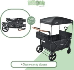 FableKids LEO X4Lite Opvouwbare Handkar Met Dak Onyx Zwart -Camping Series Winkel 1200x1131 2