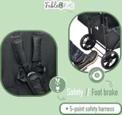 FableKids LEO X2 Lite Opvouwbare Handkar Met Dak Onyx Zwart -Camping Series Winkel 1200x1134 1