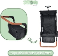FableKids LEO X2 Lite Opvouwbare Handkar Met Dak Onyx Zwart -Camping Series Winkel 1200x1141 1