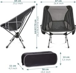Smartpeas Campingstoel Van Stevig 600D Polyester En Aluminium - Lichtgewicht En Opvouwbaar - Camping Gadget Inclusief Zijzakken +Plus: Strandmat & Draagtas -Camping Series Winkel 1200x1150