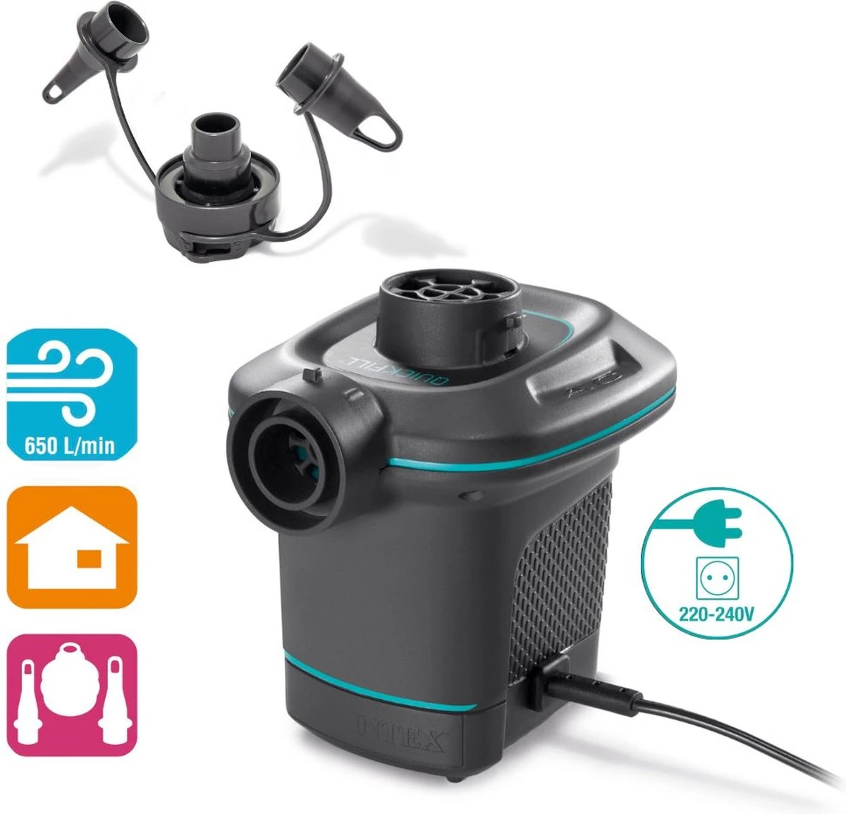 Intex Luchtbedset Intex Luchtbed - 2-Persoons - 183 X 203 X 25 Cm - Blauw + Intex Elektrische Pomp - 650 Liter/min + Hoeslaken Wit + Reparatieset 8 Intex Luchtbedset Intex Luchtbed - 2-Persoons - 183 X 203 X 25 Cm - Blauw + Intex Elektrische Pomp - 650 Liter/min + Hoeslaken Wit + Reparatieset - Afbeelding 6