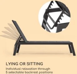 Blumfeldt Renazzo Lounge Ligstoel - Ligbed Voor De Tuin - Aluminium Tuinstoel - 6 Standen - Waterafstotend - Bekleding Van 70 % Pvc En 30 % Polyetheen - Zwart -Camping Series Winkel 1200x1157 1