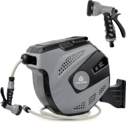 CoolHome - Wandslangenbox 20 Meter + 2 Meter - Tuinslang Met Haspel- Slangenhouder 180° Draaibaar - Tuinslanghaspel Zwart - Grijs -Camping Series Winkel 1200x1158 1