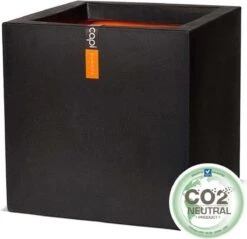 Capi Europe - Bloempot Vierkant Smooth NL - 50x50x50 - Zwart - Voor Binnen En Buiten - KBL904 -Camping Series Winkel 1200x1159 1