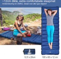 Hikr® Slaapmat 10cm+ Dikte - Comfortabel Luchtmatras - Zelfopblazend Met De Voet - TPU+40D Nylon - Slaapmatje Eenpersoons En Uit Te Breiden Tot Tweepersoons - Slaapmat Met Ingebouwde Pomp -Camping Series Winkel 1200x1159