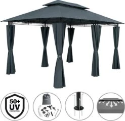 Casaria Paviljoen Topas 3x4m - UV-bescherming 50+ - Antraciet -Camping Series Winkel 1200x1160 3