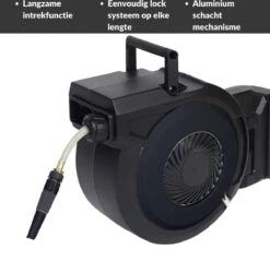 Buxibo - Wandslangenbox 20 Meter + 2 Meter - Tuinslang Met Haspel - 9 Sproei Standen - Slangenhouder 180° Draaibaar - Tuinslanghaspel Zwart+ Gratis Sproeier - Zwart -Camping Series Winkel 1200x1161 2