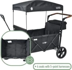 FableKids LEO X4Lite Opvouwbare Handkar Met Dak Onyx Zwart -Camping Series Winkel 1200x1163 1