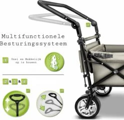 Wildebeest Bolderkar Opvouwbaar Grijs - Bolderwagen Met Kinder Zitje - Bolderkarren - Handkar Grijs - Opvouwbaar Transportwagen - Transportkar - Handkar Tuin Trolley Met Dak Transport Trolley XXL -Camping Series Winkel 1200x1168