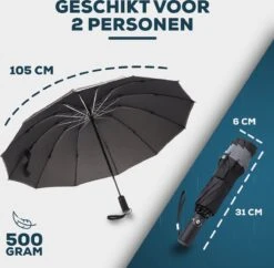 Stormparaplu - Opvouwbaar - 105 CM - Paraplu - Automatisch In En Uit Klapbaar - Stormbestendig Tot 140 Km/h - Luxe Beschermhoes 15 Stormparaplu - Opvouwbaar - 105 CM - Paraplu - Automatisch In En Uit Klapbaar - Stormbestendig Tot 140 Km/h - Luxe Beschermhoes -Camping Series Winkel 1200x1176 4