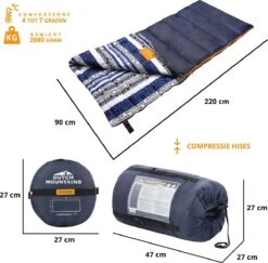 Dutch Mountains Slaapzak Goeree XL - Kussen 25x15cm - 220x90cm Katoenen Slaapzak - Tochtstrip -Camping Series Winkel 1200x1182 1