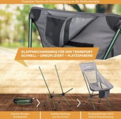 Skandika Campingstoel Compact SET – Campingstoelen – Campingstoel Tot 150 Kg Belastbaar - Kampeerstoel, Visstoel, Kleine Pakmaat, Opvouwbaar, Stabiel, Licht, Comfortabel Gepolsterd – Draagtas Meegeleverd – Vouwstoel – Kampeermeubelen – Grijs -Camping Series Winkel 1200x1184 1