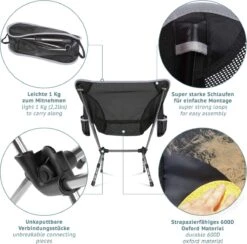 Smartpeas Campingstoel Van Stevig 600D Polyester En Aluminium - Lichtgewicht En Opvouwbaar - Camping Gadget Inclusief Zijzakken +Plus: Strandmat & Draagtas -Camping Series Winkel 1200x1186