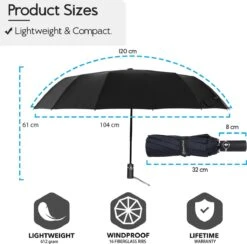Beefree Automatische MONSTER Stormparaplu Met 16 Panelen Ø 104 Cm - Zwart 11 Beefree Automatische MONSTER Stormparaplu Met 16 Panelen Ø 104 Cm - Zwart -Camping Series Winkel 1200x1186 5