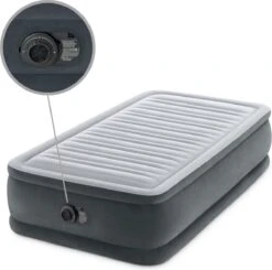Intex Luchtbed - 1-Persoons - 99 X 191 X 46 Cm - Grijs - Met Ingebouwde Pomp, Hoeslaken Zwart En Reparatieset -Camping Series Winkel 1200x1190