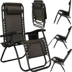 Springos Tuinstoel | Ligstoel | Opvouwbaar | Verstelbaar | Ergonomische Hoofdsteun | Bruin / Zwart -Camping Series Winkel 1200x1191 3