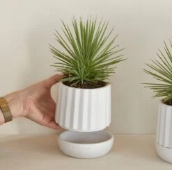 Riviera Maison Plantenbak Rond, Bloempot Met Ribbel - RM Let It Grow Planter - Wit - Porselein - Maat S -Camping Series Winkel 1200x1191 7