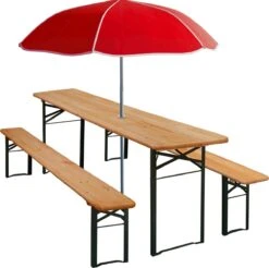 Casaria Tuinset Hout – 2 Banken 1Tafel Inklapbaar - 170x46x75cm -Camping Series Winkel 1200x1197 3