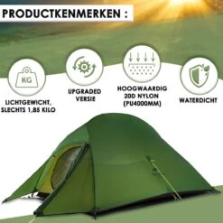 Cloud Up 3 Upgraded - Naturehike® - Tent 3 Persoons - Lichtgewicht Tent - Incl. Grondzeil - 20D 4000MM - Outdoor Kampeertent - Waterdicht - Hiking & Wandelen 15 Cloud Up 3 Upgraded - Naturehike® - Tent 3 Persoons - Lichtgewicht Tent - Incl. Grondzeil - 20D 4000MM - Outdoor Kampeertent - Waterdicht - Hiking & Wandelen -Camping Series Winkel 1200x1200 113