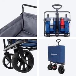 LifeGoods Bolderkar - Opvouwbaar - Tot 120KG - 103L - Extra Draagtas En Duwstang - Wasbaar Polyester - 98x45cm - Blauw/Grijs -Camping Series Winkel 1200x1200 125