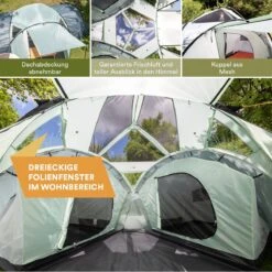 Skandika Bern 4 Koepeltent - Koepeltent - Tenten - 4 Persoons Kampeertent Met Panoramisch Dakraam, 2 Slaapcabines, Grondzeil, 210 Cm Stahoogte, Waterdicht, 4000 Mm Waterkolom - Grote Outdoor Familie Tent, Kampeertent - Grijs -Camping Series Winkel 1200x1200 145