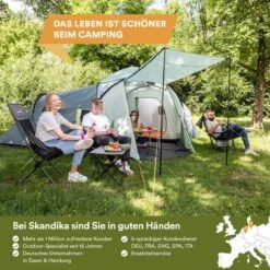 Skandika Bern 4 Koepeltent - Koepeltent - Tenten - 4 Persoons Kampeertent Met Panoramisch Dakraam, 2 Slaapcabines, Grondzeil, 210 Cm Stahoogte, Waterdicht, 4000 Mm Waterkolom - Grote Outdoor Familie Tent, Kampeertent - Grijs -Camping Series Winkel 1200x1200 148