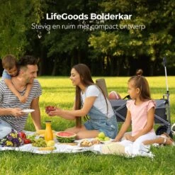 LifeGoods Bolderkar - Opvouwbaar - Tot 80KG - 94L - Wasbaar Polyester - 98x45cm - Zwart/Grijs -Camping Series Winkel 1200x1200 188