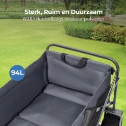 LifeGoods Bolderkar - Opvouwbaar - Tot 80KG - 94L - Wasbaar Polyester - 98x45cm - Zwart/Grijs -Camping Series Winkel 1200x1200 189